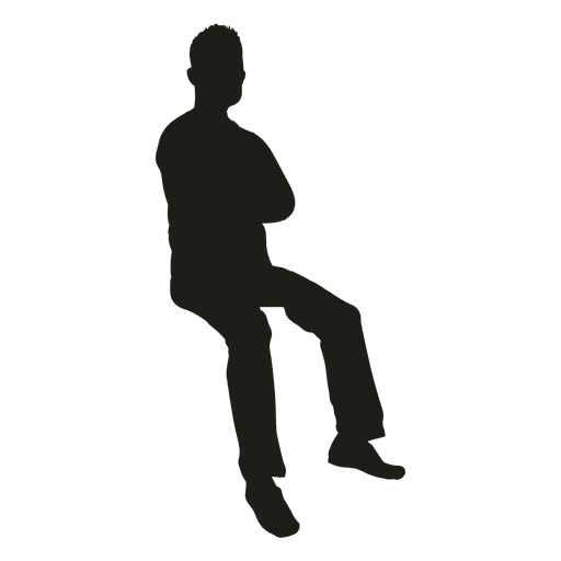 Man sitting hands crossed silhouette PNG Design
