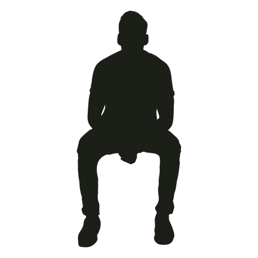 Silhueta de homem sentado inclinado para a frente Desenho PNG