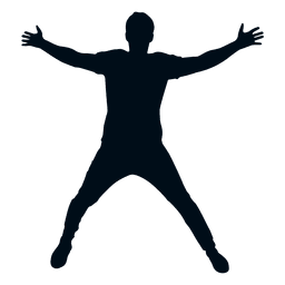 Hombre extendió águila saltando silueta Diseño PNG