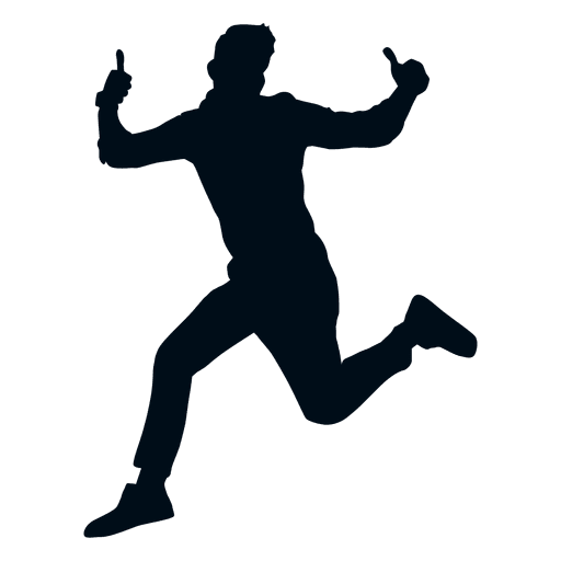 Man thumbs up jumping silhouette