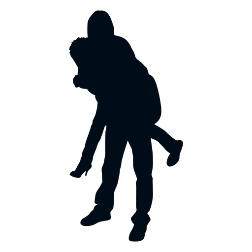 Man wearing woman on back silhouette