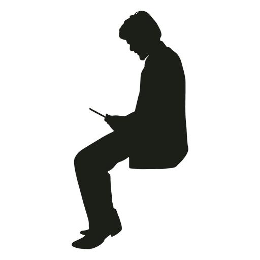 Homem com silhueta sentado ao telefone Desenho PNG