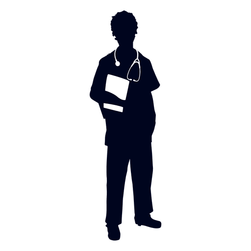 Nurse holding file silhouette
