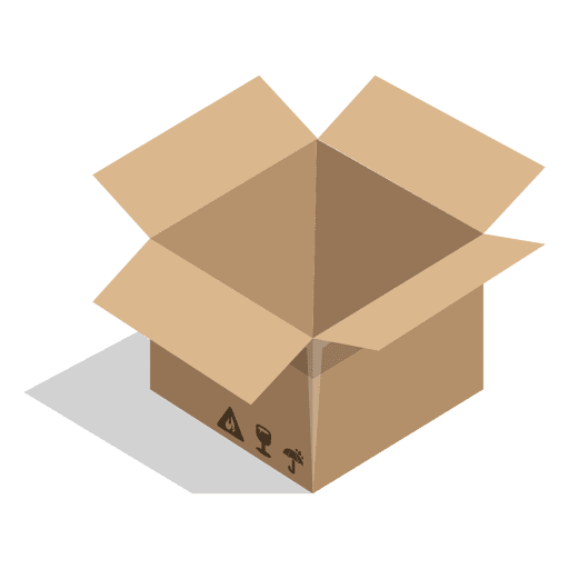 Caixa aberta com sinais de pacote Desenho PNG