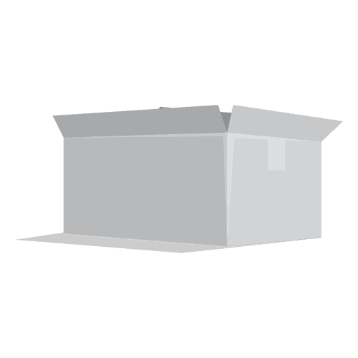 Open rectangular white cardboard box PNG Design