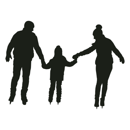 Parents and boy skating silhouette PNG Design