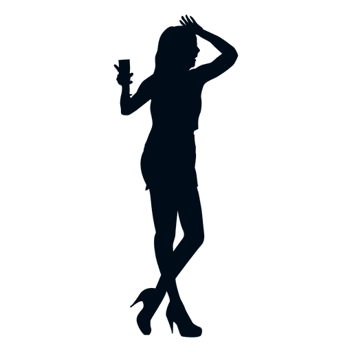 Party woman drinking silhouette