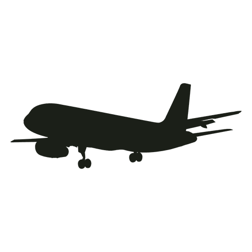 Silueta de aterrizaje de avión de pasajeros Diseño PNG