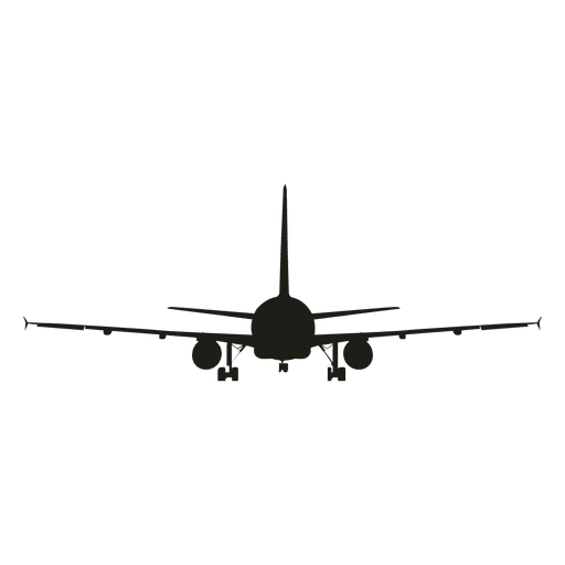Vorderansicht des Passagierflugzeugschattenbildes PNG-Design