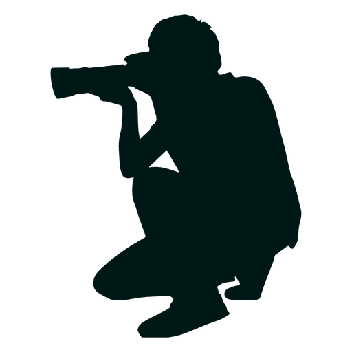 Photographer kneeling silhouette - Transparent PNG & SVG vector file