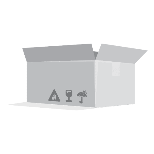 Caja rectangular con carteles.