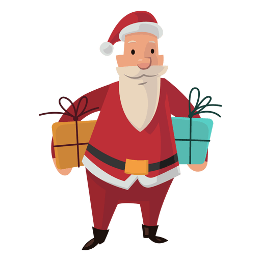 Santa carrying gifts cartoon PNG Design