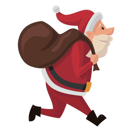 Santa carrying sack cartoon
