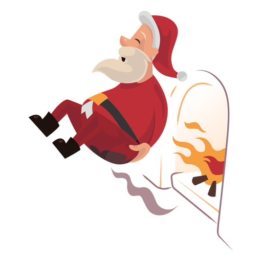 Papai Noel descendo a lareira Desenho PNG