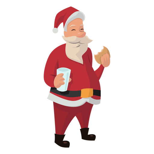 Santa comiendo dibujos animados de galletas Diseño PNG