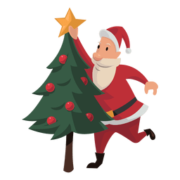 santa, poner, árbol de navidad, caricatura Diseño PNG