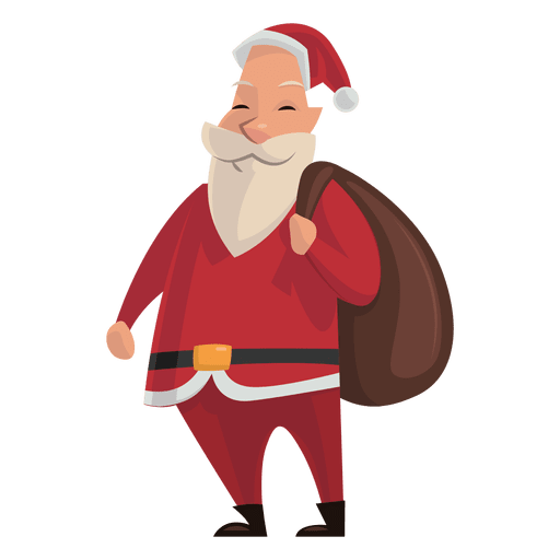 Santa con saco en caricatura de hombro Diseño PNG