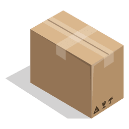 Caja sellada con carteles. Diseño PNG