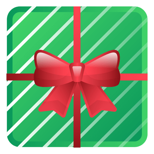 Icono de regalo de Navidad verde brillante Diseño PNG