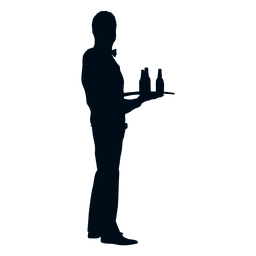 Camarero con silueta de botellas Diseño PNG