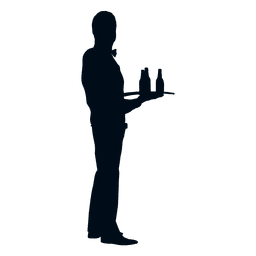 Waiter with bottles silhouette PNG Design Transparent PNG