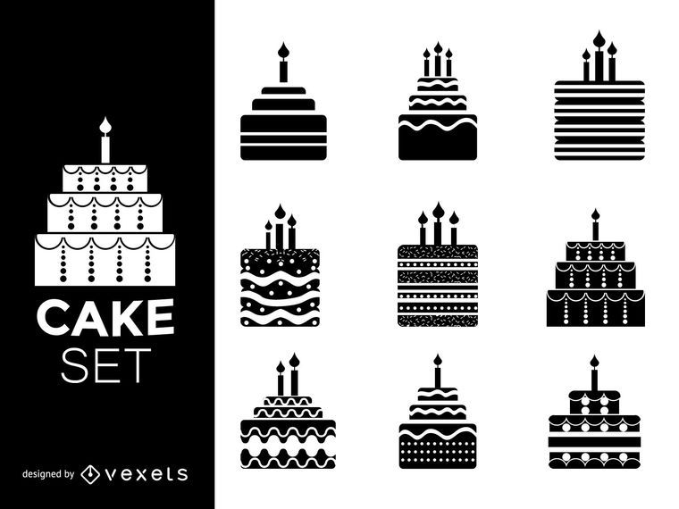 Set of cake silhouettes Set of cake silhouettes