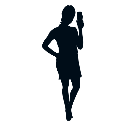 Woman cheers silhouette