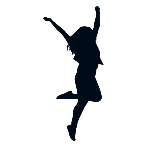 Woman happy jumping silhouette