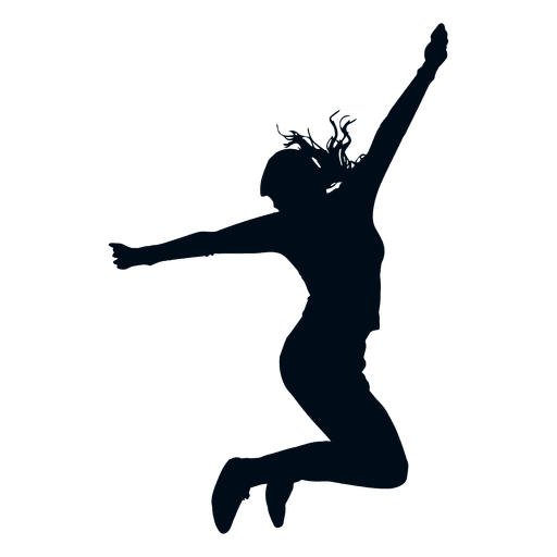 Woman jumping pose silhouette PNG Design