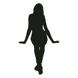 Sitzende Vorderansicht der Frau Schattenbild PNG-Design