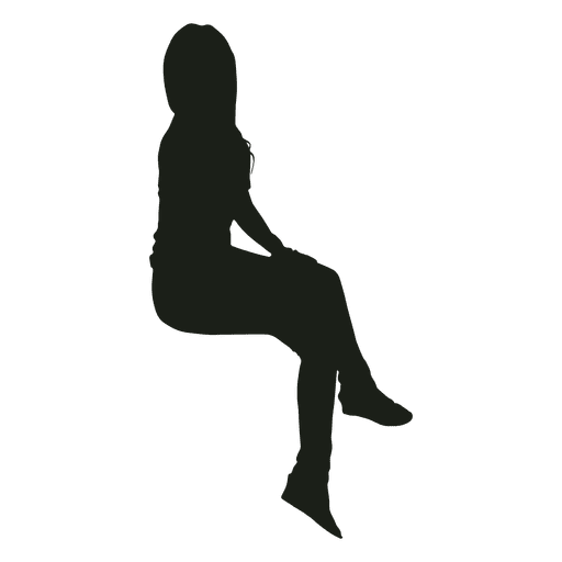 Mujer sentado silueta vista lateral Diseño PNG