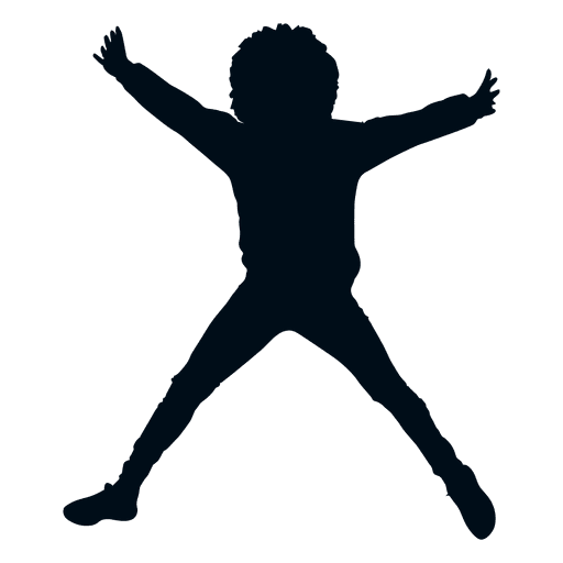 Woman spread eagle jumping silhouette