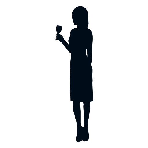 Woman with wine glass silhouette