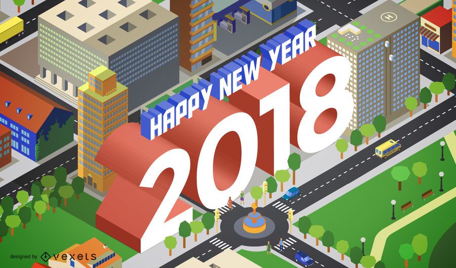 Sinal de cidade isométrica de 2018 Sinal de cidade isométrica de 2018