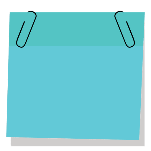 Blue sticky note with paperclip