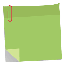 Nota adhesiva verde con clip Diseño PNG