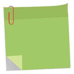 Nota autoadesiva verde com clipe de papel Desenho PNG