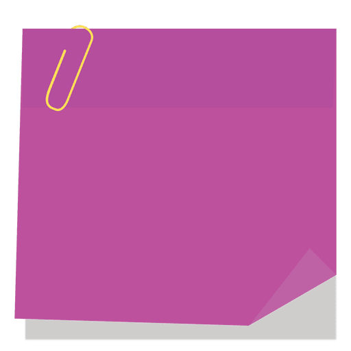 Nota auto-adesiva roxa com clipe de papel Desenho PNG
