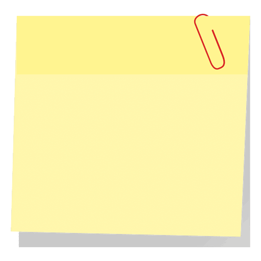 Nota adesiva amarela com clipe de papel Desenho PNG
