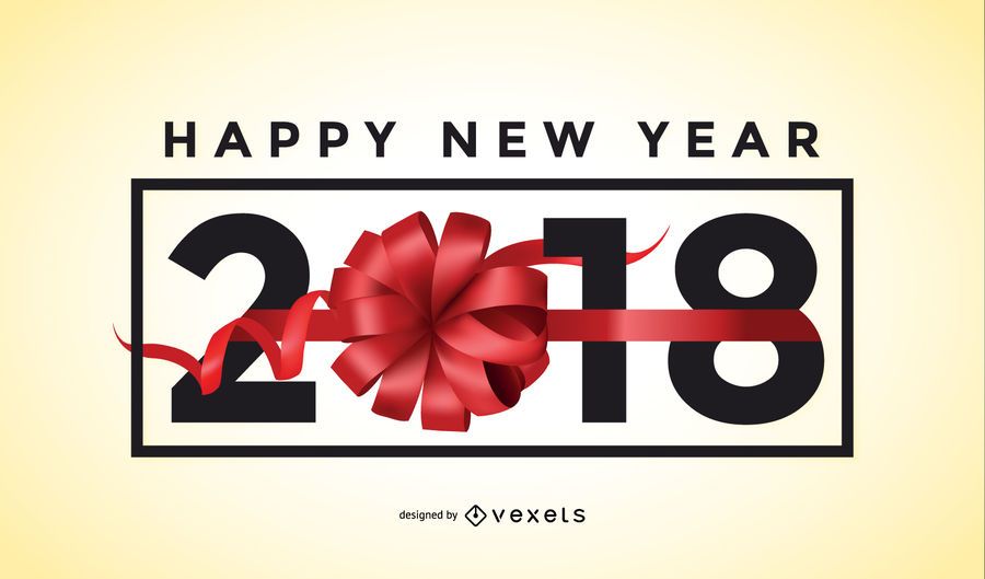 2018 New Year gift bow sign 2018 New Year gift bow sign
