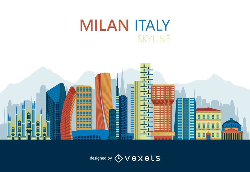Flat Milan skyline design Flat Milan skyline design