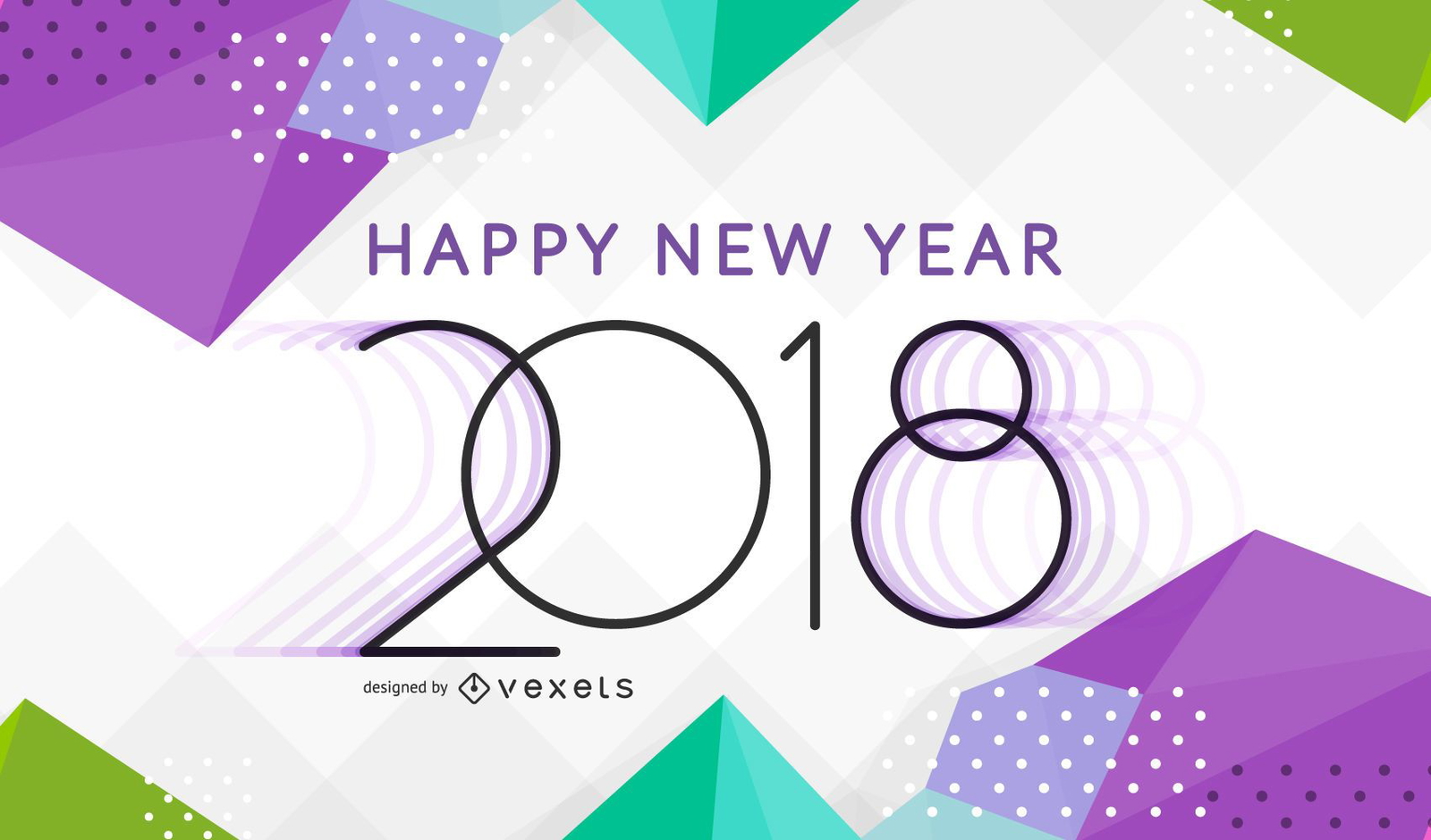 Bright polygonal 2018 New Year