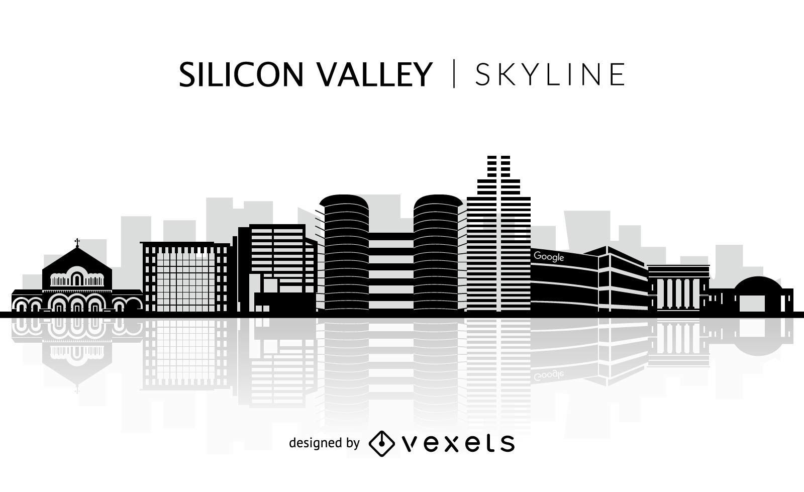 Silicon Valley silhouette skyline