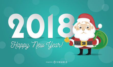 2018 greeting card with Santa illustration