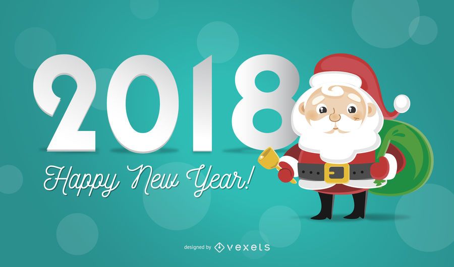 2018 greeting card with Santa illustration 2018 greeting card with Santa illustration