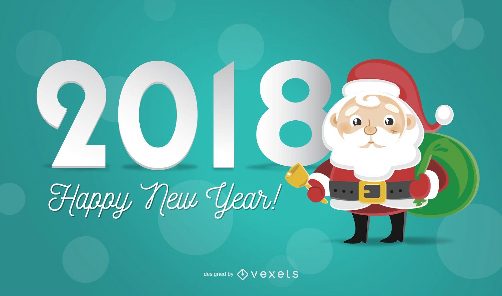 2018 greeting card with Santa illustration