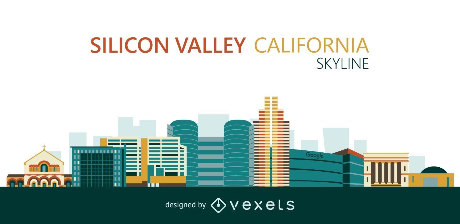 Flache Skyline des Silicon Valley