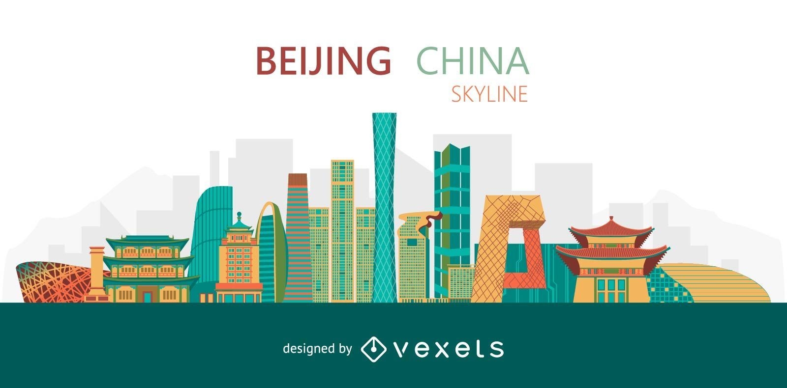 Flaches Peking-Skyline-Design