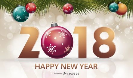 2018 New Year sign with ornaments