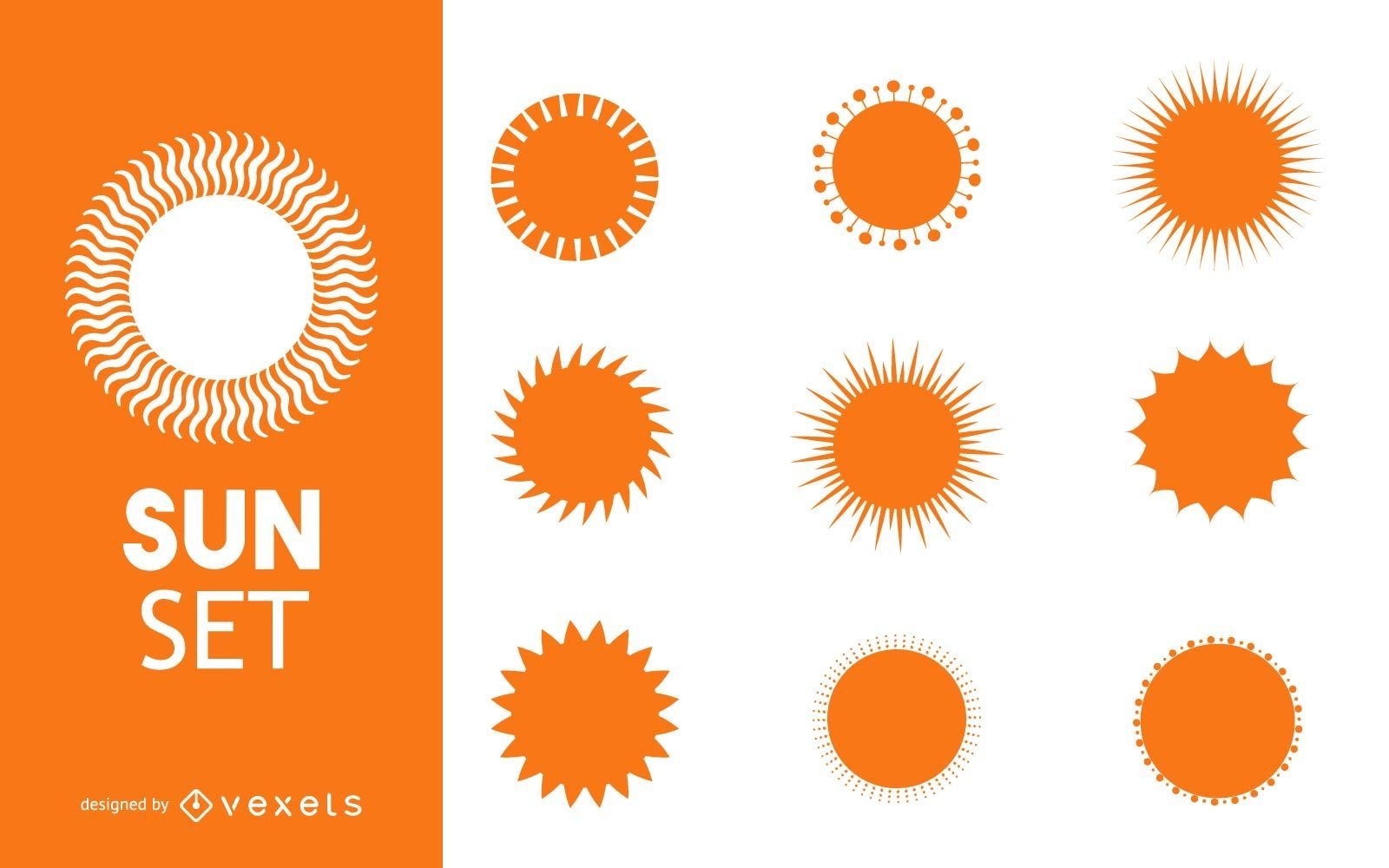 Collection of sun silhouettes